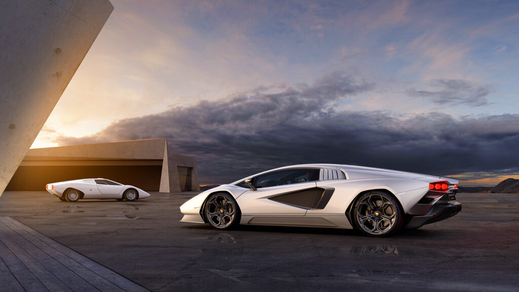 Lamborghini Countach LPI 800-4 together with original Countach from 1971